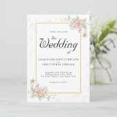 Dusty Pink Peony Floral Chic Waterverf Wedding Kaart (Staand voorkant)