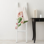 Dusty Pink Peony Floral Girl Name Baby Sherpa Deken (In situ)