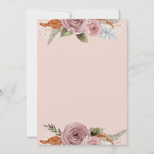 Dusty Pink Peony Floral Rustic Wood Birthday Party Kaart (Achterkant)
