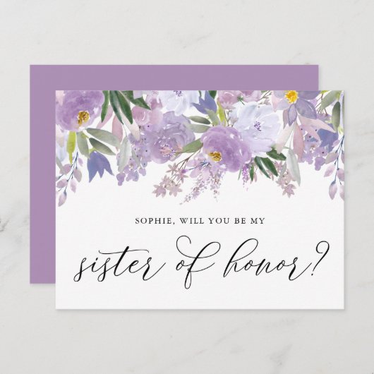 Dusty Pink Peony word mijn zuster van de eer Briefkaart (Voorkant / Achterkant)