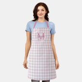 Dusty Pink Plaid Apron with Monogram & Name Schort (Gedragen)