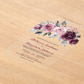 Dusty Pink Plum Purple Floral Wedding Acryl Uitnodigingen (Laagn)