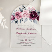 Dusty Pink Plum Purple Floral Wedding Acryl Uitnodigingen