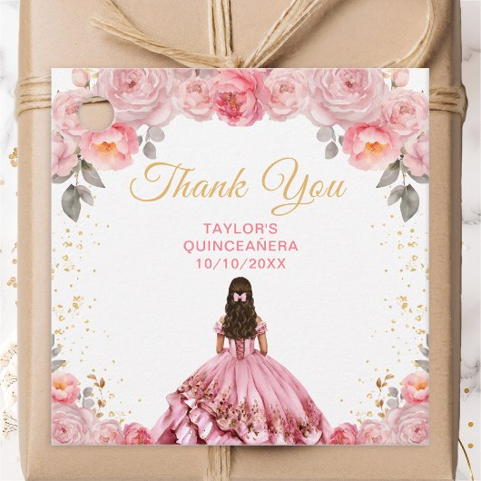 Dusty Pink Princess Quinceañera Bedankt Bedankjes Labels