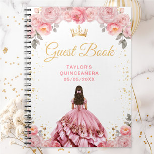 Dusty Pink Princess Quinceañera Guest Book Notitieboek