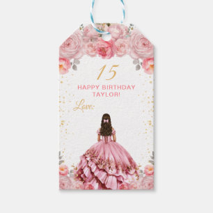 Dusty Pink Princess Quinceañera Happy Birthday Cadeaulabel