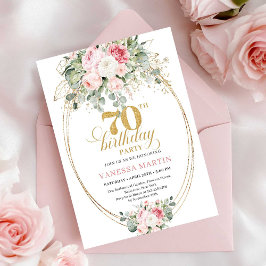 Dusty Pink Printable 70th Birthday Invitation Kaart