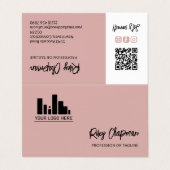 Dusty Pink QR Code Foto Sociale Media Pictogrammen Visitekaartje (Buitenkant ongevouwen)