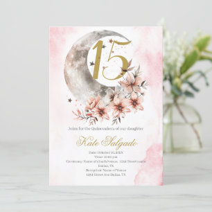 Dusty pink Quinceanera uitnodiging