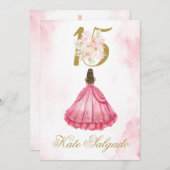 Dusty pink Quinceanera uitnodiging (Voorkant / Achterkant)