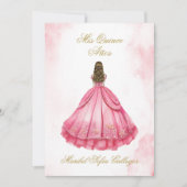 Dusty Pink Quinceanera uitnodiging in het Spaans (Voorkant)