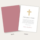 Dusty Pink Religious Cross Girl Confirmation Bedankkaart