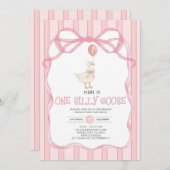 Dusty Pink Ribbon Gingham One Gekke Goose Kaart (Voorkant / Achterkant)