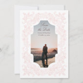 Dusty Pink Romantic Baroque Foto Save The Date (Voorkant)