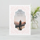 Dusty Pink Romantic Baroque Foto Save The Date (Staand voorkant)