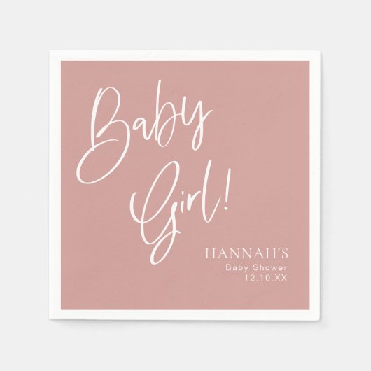 Dusty Pink/ Roos Baby Meisje Baby shower Servet (Voorkant)