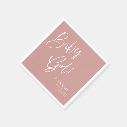 Dusty Pink/ Roos Baby Meisje Baby shower Servet (Hoek)