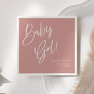 Dusty Pink/ Roos Baby Meisje Baby shower Servet