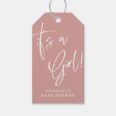 Dusty Pink / Roos Boheemse Baby shower Het is een  Cadeaulabel (Voorkant)