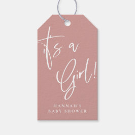 Dusty Pink / Roos Boheemse Baby shower Het is een  Cadeaulabel