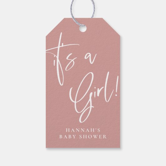 Dusty Pink / Roos Boheemse Baby shower Het is een  Cadeaulabel (Achterkant)