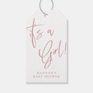 Dusty Pink / Roos Boheemse Baby shower Het is een  Cadeaulabel