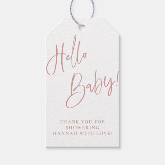 Dusty Pink/ Roos Bohemian Baby shower Dank u Cadeaulabel (Voorkant)