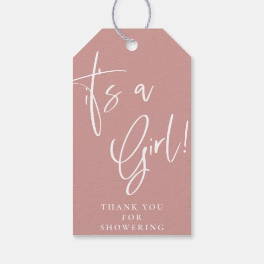 Dusty Pink/ Roos Bohemian Baby shower Dank u Cadeaulabel (Achterkant)