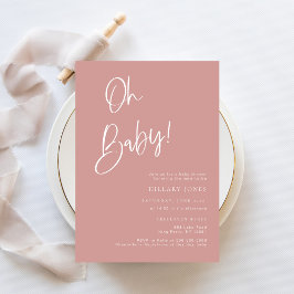 Dusty Pink/Roos Bohemian Baby shower Invitation Kaart