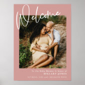 Dusty Pink/ Roos Boho foto Baby shower Welkom Poster (Voorkant)