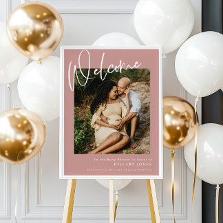 Dusty Pink/ Roos Boho foto Baby shower Welkom Poster