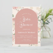 Dusty Pink  Roos Garden Boho Arch Botanisch Kaart (Staand voorkant)