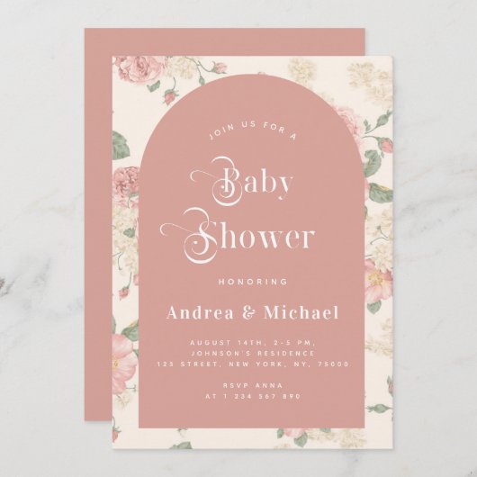 Dusty Pink Roos Garden Boho Arch Botanisch Kaart (Voorkant / Achterkant)