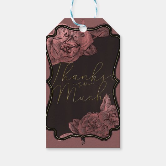 Dusty Pink  Roos Gold Elegant Glam Wedding Cadeaulabel (Voorkant)