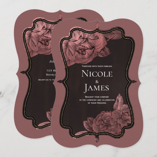 Dusty Pink Roos Gold Elegant Glam Wedding Kaart (Voorkant / Achterkant)