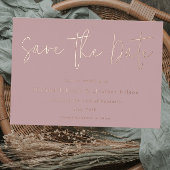 Dusty Pink & Roos Gold Wedding Save the Date Folie Uitnodiging