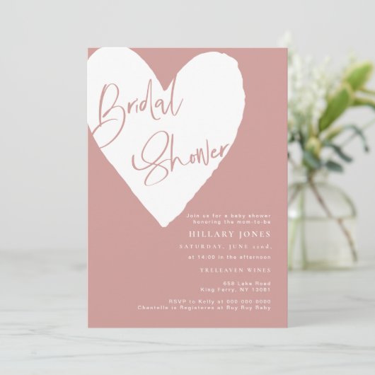 Dusty Pink/ Roos hart Vrijgezellenfeest Kaart (Staand voorkant)