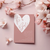 Dusty Pink / Roos Het is een meisje hart Baby show Kaart