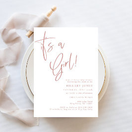 Dusty Pink / Roos Het is een meisje hart Baby show Kaart