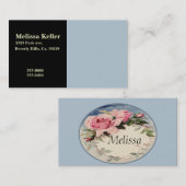 Dusty Pink  Roos Leaf Wreatmonogram Visitekaartje (Voorkant / Achterkant)