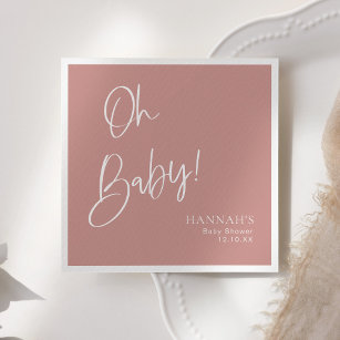 Dusty Pink/ Roos Oh Baby Baby shower Servet