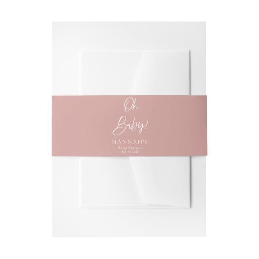 Dusty Pink/ Roos Oh Baby Baby shower Uitnodigingen Wikkel (Voorkant Voorbeeld)