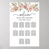 Dusty Pink Rose 10-Tafel Trouwstoelkaart Poster (Voorkant)