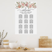 Dusty Pink Rose 12-Tafel Trouwstoelkaart Poster (Keuken)