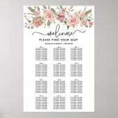 Dusty Pink Rose 12-Tafel Trouwstoelkaart Poster (Voorkant)