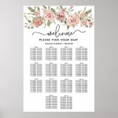 Dusty Pink Rose 14-Tafel Trouwstoelkaart Poster (Voorkant)