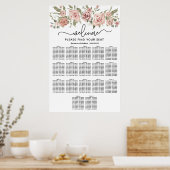 Dusty Pink Rose 17-Tafel Trouwstoelkaart Poster (Keuken)