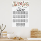 Dusty Pink Rose 18-Tafel Trouwstoelkaart Poster (Keuken)