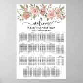 Dusty Pink Rose 19-Tafel Trouwstoelkaart Poster (Voorkant)