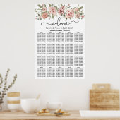 Dusty Pink Rose 20-Tafel Trouwstoelkaart Poster (Keuken)
